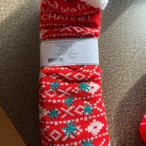 Hallmark Channel “Let’s Stay In & Watch” Slipper Socks Sherpa Lined Gripper NEW